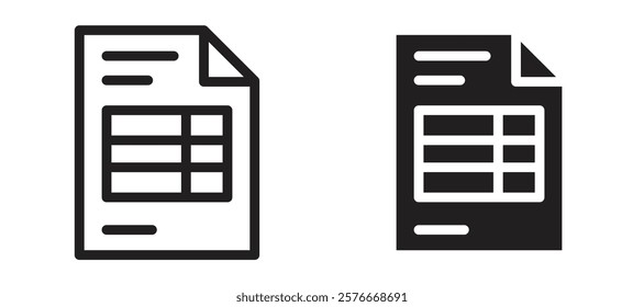 Invoice icons in outline and stroke versions