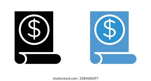Invoice icons pack in black and colored version