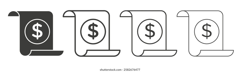 Invoice icons set vectors graphic designs
