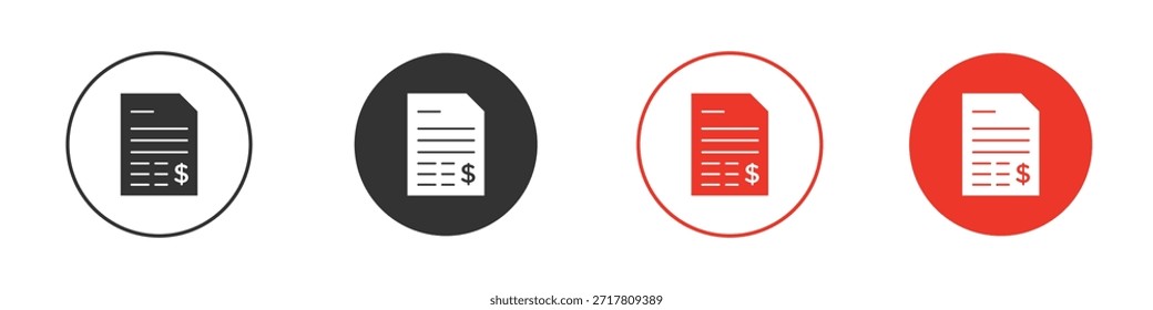 Iconos de Factura Ilustración vectorial de silueta plana simple