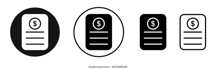 Invoice icons in solid black and outlined style