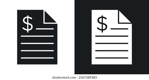 Invoice icons in solid black and white colors