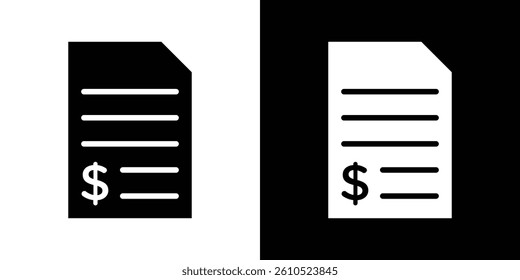Invoice icons vector set in solid flat style