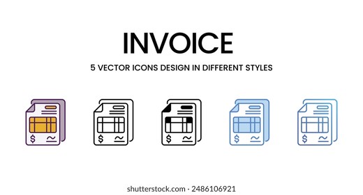 Iconos de Factura conjunto de Vector ilustración de stock.