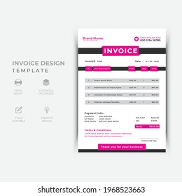 Invoice layout design. professional business invoice template design