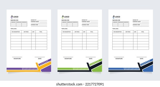 Invoice Layout Template Paper Sheet Include of Accounting, Price, Tax and Quantity
