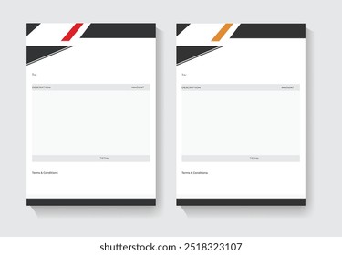 Modelo de design de fatura e papel timbrado em várias cores para qualquer empresa ou agência de negócios