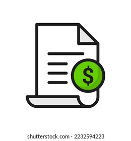 Invoice line icon. Bill payment icon . Tax sign design. Billing invoices, financial operations symbol. Vector invoice icon