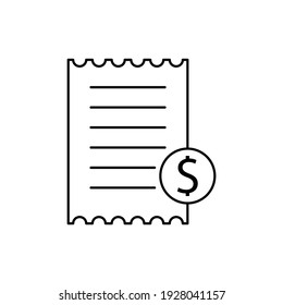 Diseño de icono de línea de factura aislado en fondo blanco