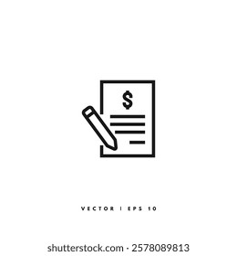 Invoice Line Icon. Editable Stroke