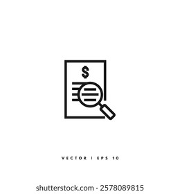 Invoice Line Icon. Editable Stroke