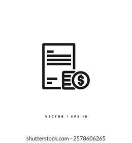 Invoice Line Icon. Editable Stroke