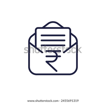 Invoice line icon with indian rupee