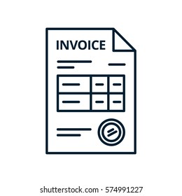 Invoice Line Icon, Isolated On White Background. Payment And Billing Invoices, Business Or Financial Operations Sign. Vector Icon Invoice For Services Rendered