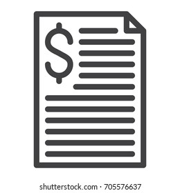 Invoice line icon, outline vector sign, linear style pictogram isolated on white. Symbol, logo illustration. Editable stroke. Pixel perfect graphics