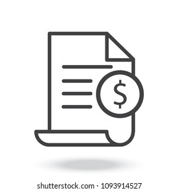 Invoice line icon. Payment and bill invoice