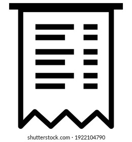 Icono de línea de factura. Pago y factura de facturación. Concepto de símbolo de pedido. Diseño de signo fiscal. Icono de documento bancario en papel. Icono de factura del vector,
