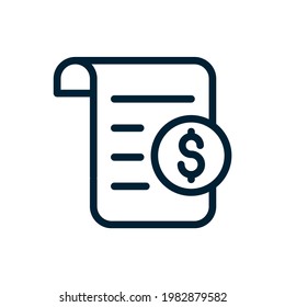 Invoice line icon. Payment and bill invoice. Order symbol concept. Tax sign design. Paper bank document icon. Vector invoice icon