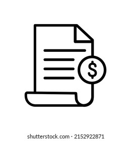 Invoice line icon. Payment and bill invoice. Order symbol concept. Tax sign design. Paper bank document icon. Vector invoice icon