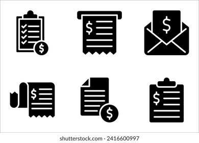 Juego de iconos de línea de factura. Pago y factura de facturación. Concepto de símbolo de pedido. ilustración vectorial sobre fondo blanco