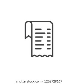 Invoice list outline icon. linear style sign for mobile concept and web design. Paper check receipt simple line vector icon. Symbol, logo illustration. Pixel perfect vector graphics