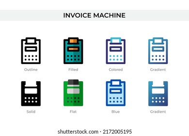 Invoice Machine icon in different style. Invoice Machine vector icons designed in outline, solid, colored, filled, gradient, and flat style. Symbol, logo illustration. Vector illustration