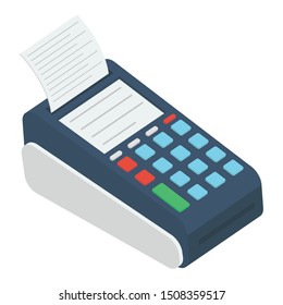 
Invoice machine known as a POS terminal vector in isometric design
