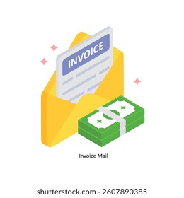 Invoice Mail Concept isometric Style Illustrations. Eps 10 File