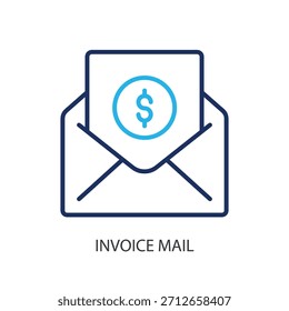 Iconos de línea delgada de correo de Factura. Ilustración vectorial original.