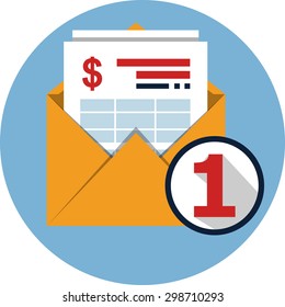 Invoice Mail .Vector Flat Icon