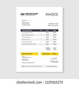 Invoice minimal design template. Bill form business invoice accounting.