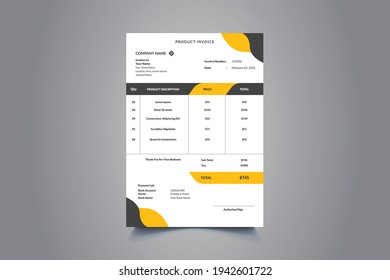 Invoice minimal design template. Bill form business invoice accounting