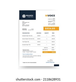 Invoice minimal design template. Bill form business invoice accounting