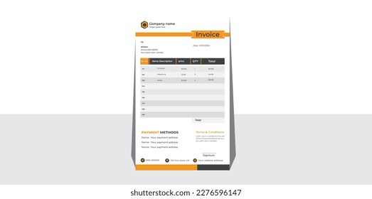 Invoice minimal design template. Bill form business invoice accounting.