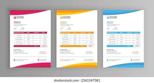 Invoice minimal design template. Bill form business invoice accounting.