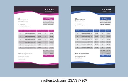 Invoice minimal design template. Bill form business invoice accounting.