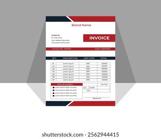 Invoice minimal design template. Bill form business invoice accounting