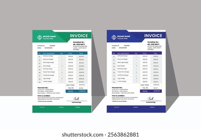 Invoice minimal design template. Bill form business invoice accounting
