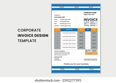 Invoice minimal design template. Bill form business invoice accounting. Elegant Business Stationery Design, Tax Form, Payment Bill.
