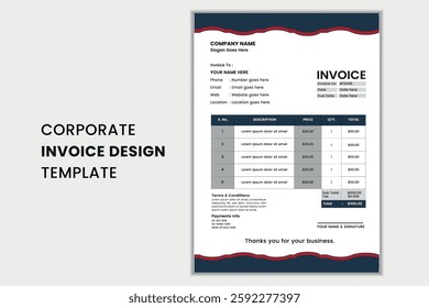 Invoice minimal design template. Bill form business invoice accounting. Elegant Business Stationery Design, Tax Form, Payment Bill.
