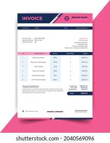 Invoice minimal design Template Invoice template  design for business | Bill form business invoice