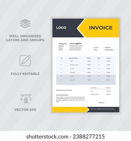 Invoice minimal design template,modern and professional minimal business invoice template vector,Minimal Corporate Business Invoice design,Creative invoice template vector