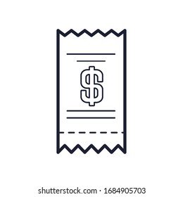 invoice with money symbol icon over white background, line style, vector illustration