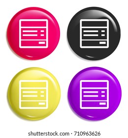 Invoice multi color glossy badge icon set. Realistic shiny badge icon or logo mockup