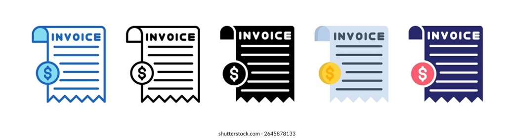 Invoice Multiple Style Icon Set Collection.