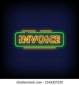 Invoice Neon Signs Style Text Vector