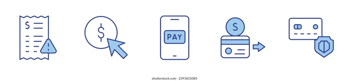 invoice, online payment, pay, payment, secure payment. Payment Icon vector illustration. Line Duotone style. Editable stroke.