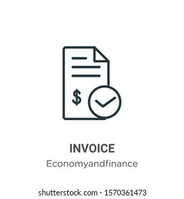 Invoice outline vector icon. Thin line black invoice icon, flat vector simple element illustration from editable economyandfinance concept isolated on white background