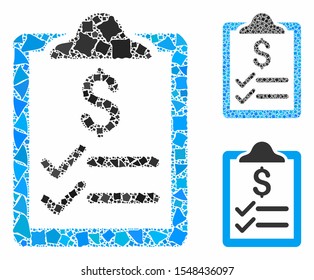 Invoice Pad Composition Of Joggly Elements In Variable Sizes And Color Tinges, Based On Invoice Pad Icon. Vector Tremulant Elements Are United Into Collage.