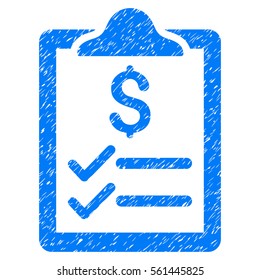 Invoice Pad grainy textured icon for overlay watermark stamps. Flat symbol with dirty texture. Dotted vector blue ink rubber seal stamp with grunge design on a white background.